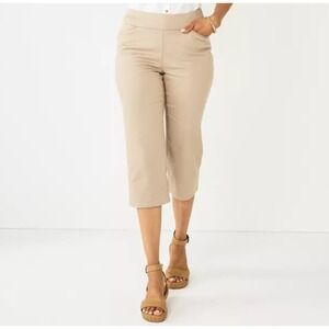 Croft & Barrow NEW Women's 10P Short The Effortless Stretch Khaki Tan Capri Pant